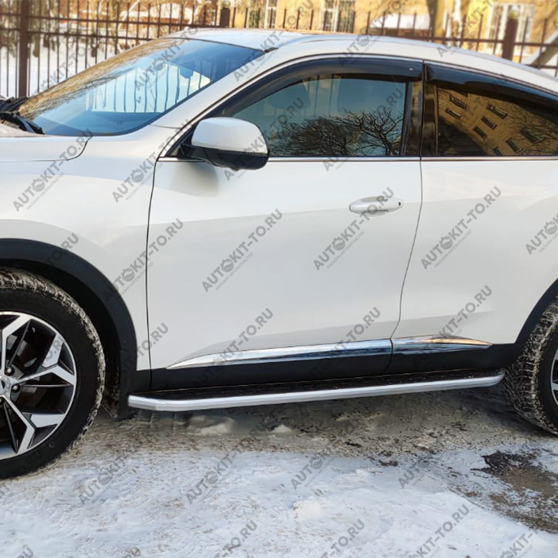 Пороги нержавеющие с анодированой дюралевой площадкой для Haval F7 / F7x 2022+